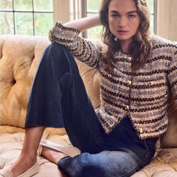 Veronica Beard Sumira Metallic Tweed Jacket US 8 - Picture 6 of 13